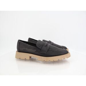 Dolce Vita Womens Malila Perforated Chunky Loafers Size 10 M Black Leather Shoes